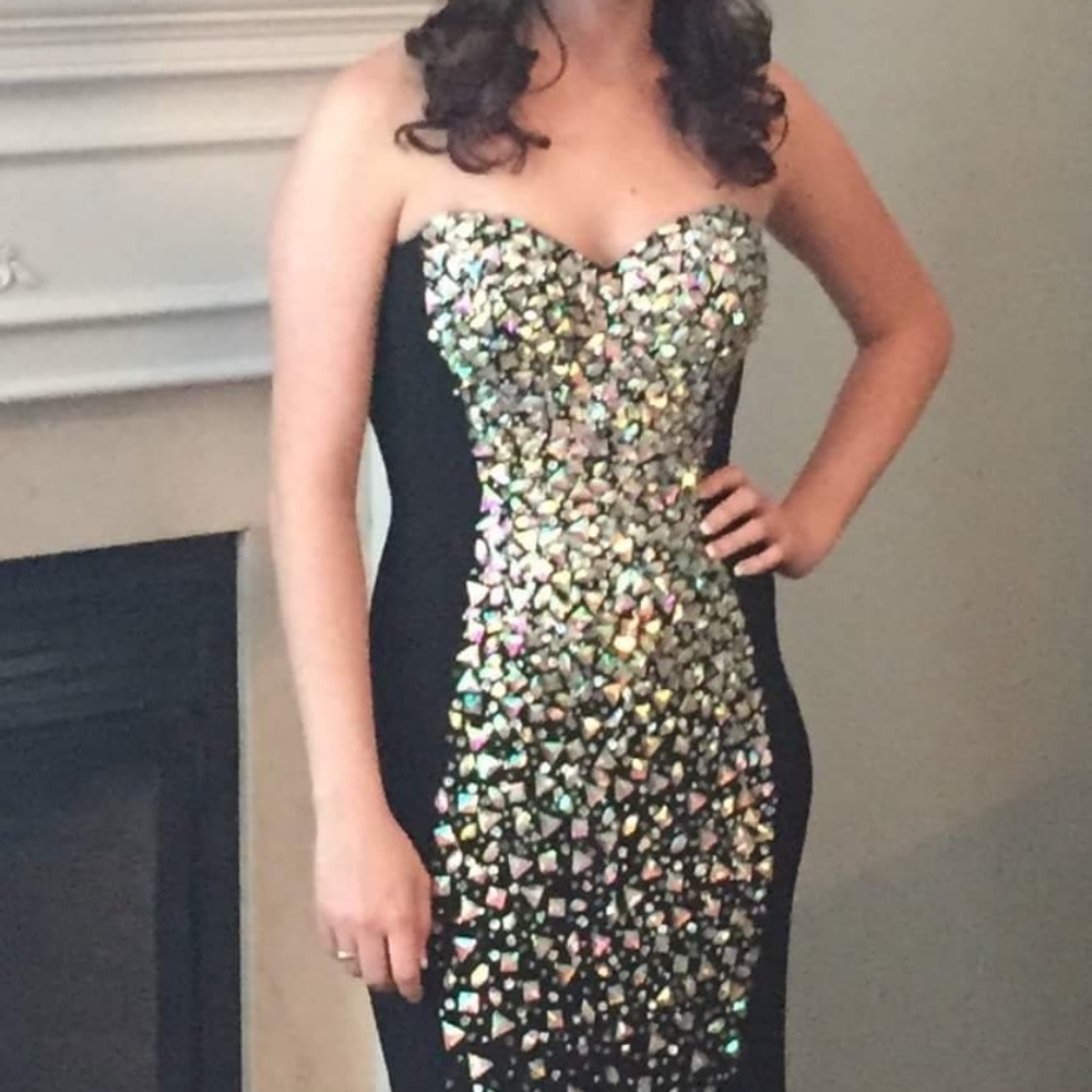 Fiesta black embellished rhinestones Evening gown/prom dress size small